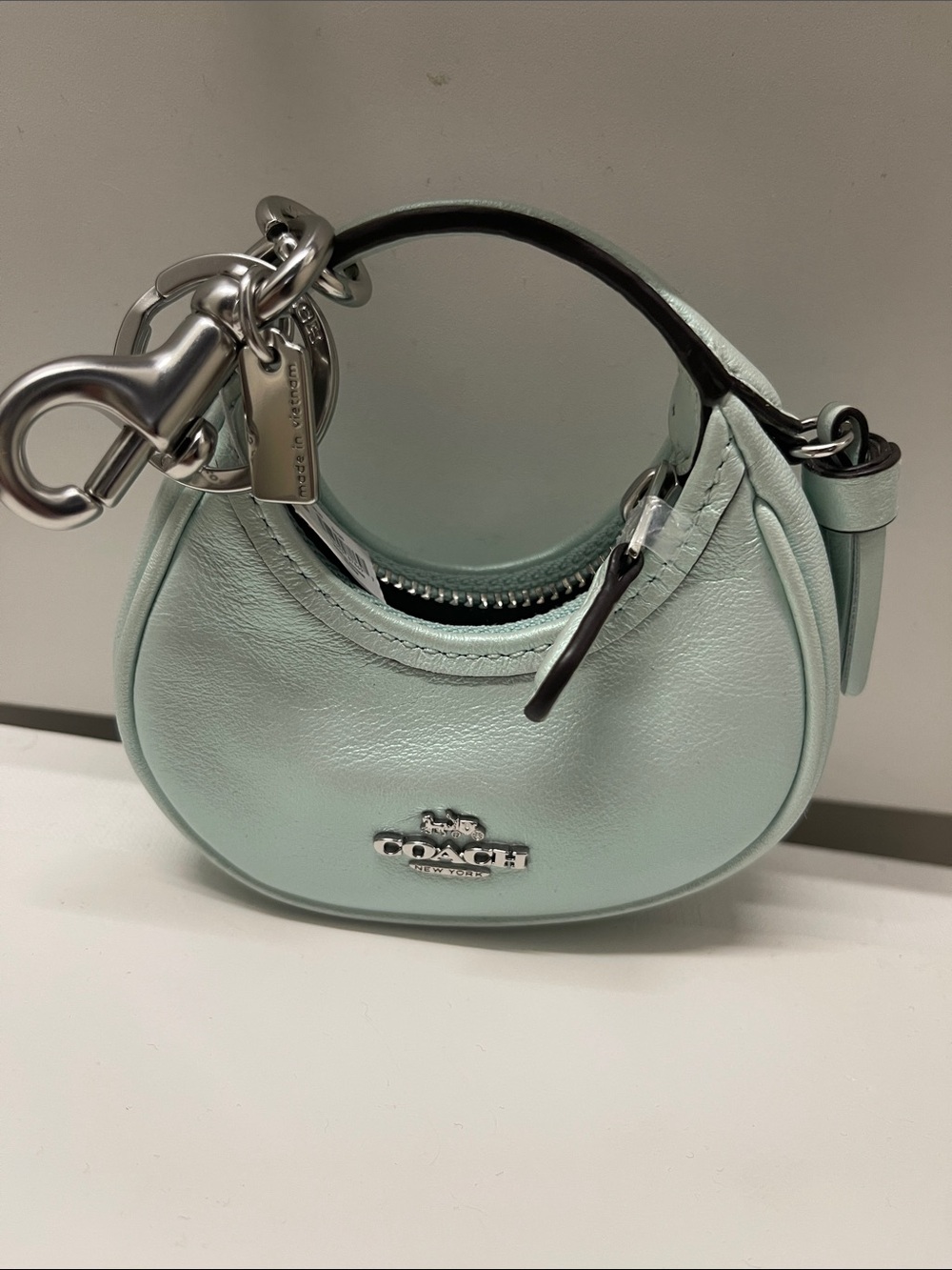 Coach Mini Carmen Crescent Keychain Bag - Mint iridescent - Picture 2 of 6